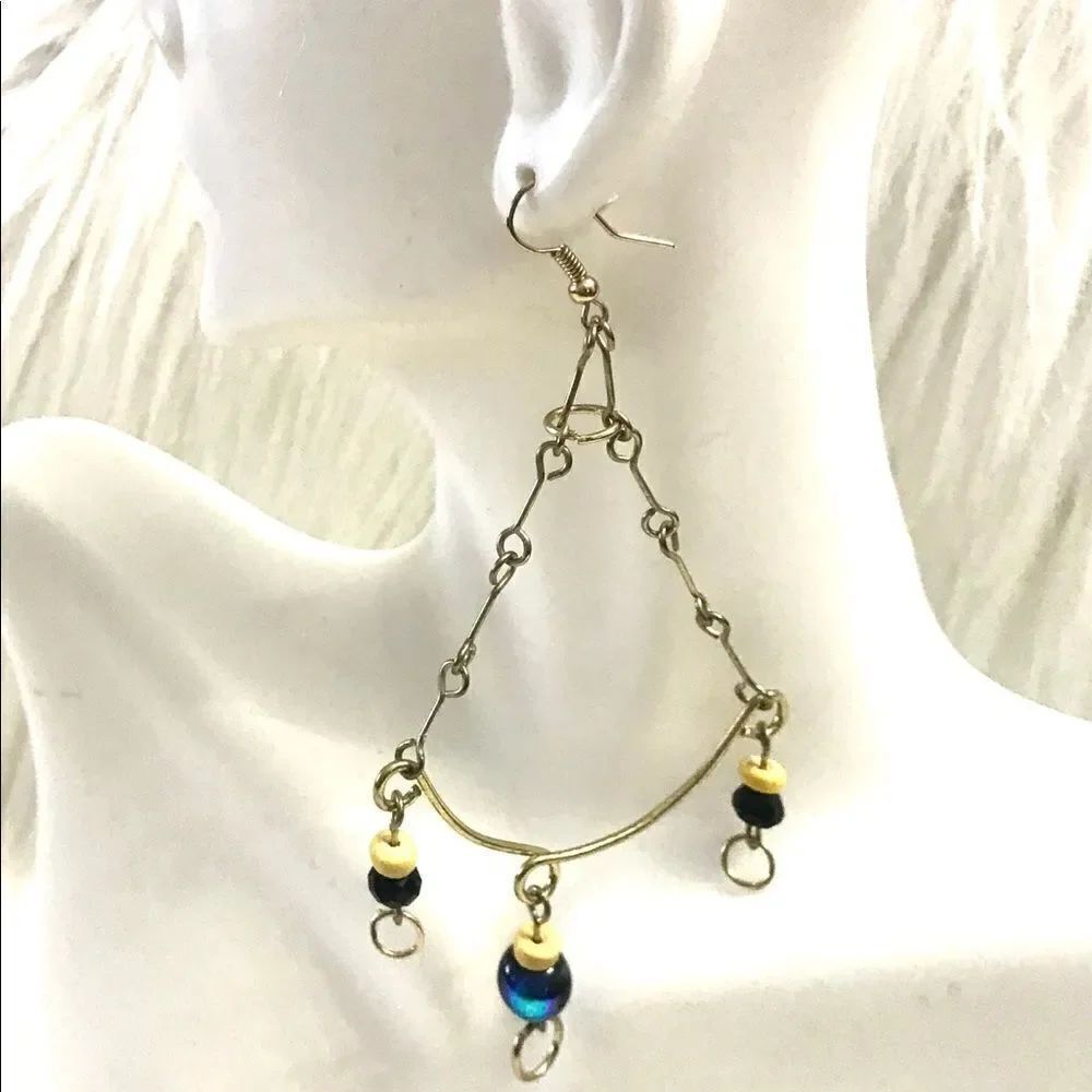 Gold beaded earrings 